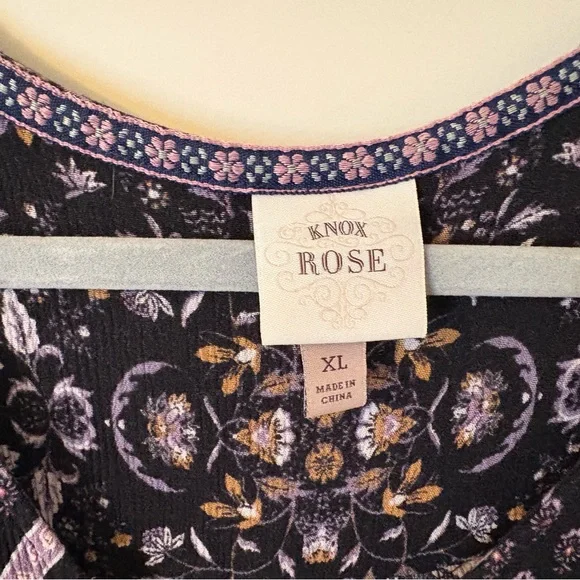 Whimsy goth XL Boho Maxi Dress Floral Paisley Black Purple Spring Festival Flowy - Picture 3 of 8